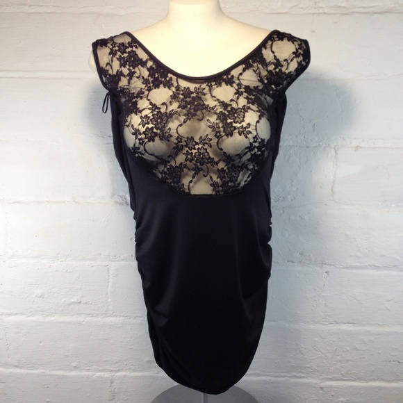 Mapale Dresses & Skirts - Mapale Lace Ruched Top Dress 3X/4X